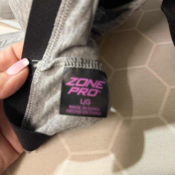 TWO NWOT Zone Pro Sports Bras - Grey and Black, SIZE LARGE - Picture 5 of 10
